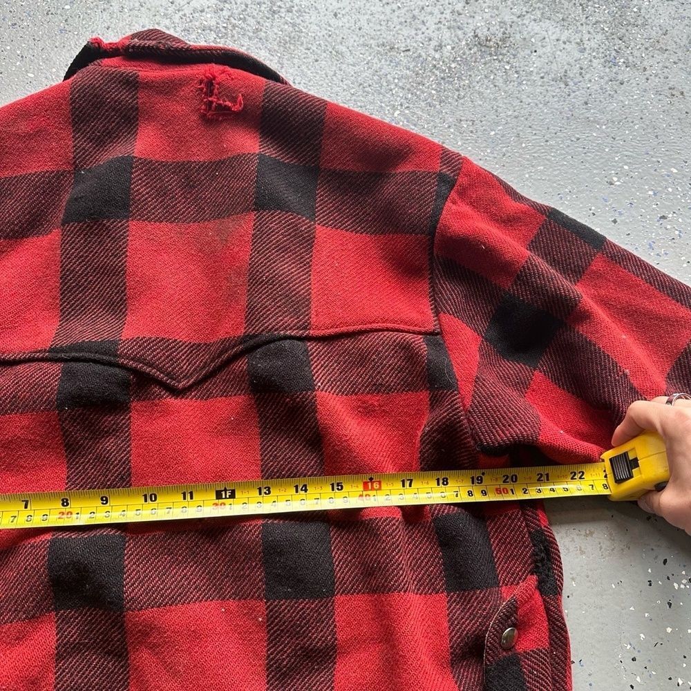 1960s Wool Plaid Red Black Jacket Large Talon Double Zipper Vintage - Picture 2 of 8